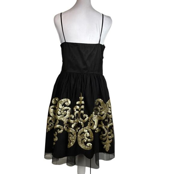 Jun & Ivy Cocktail Dress Women's Size M Black Tulle Gold Sequins Balletcore - Picture 3 of 11